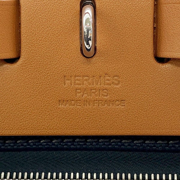 エルメス エールバッグジップPM ネイビー/ナチュラル/シルバー金具 トワルアッシュ/ヴァッシュハンター W刻印