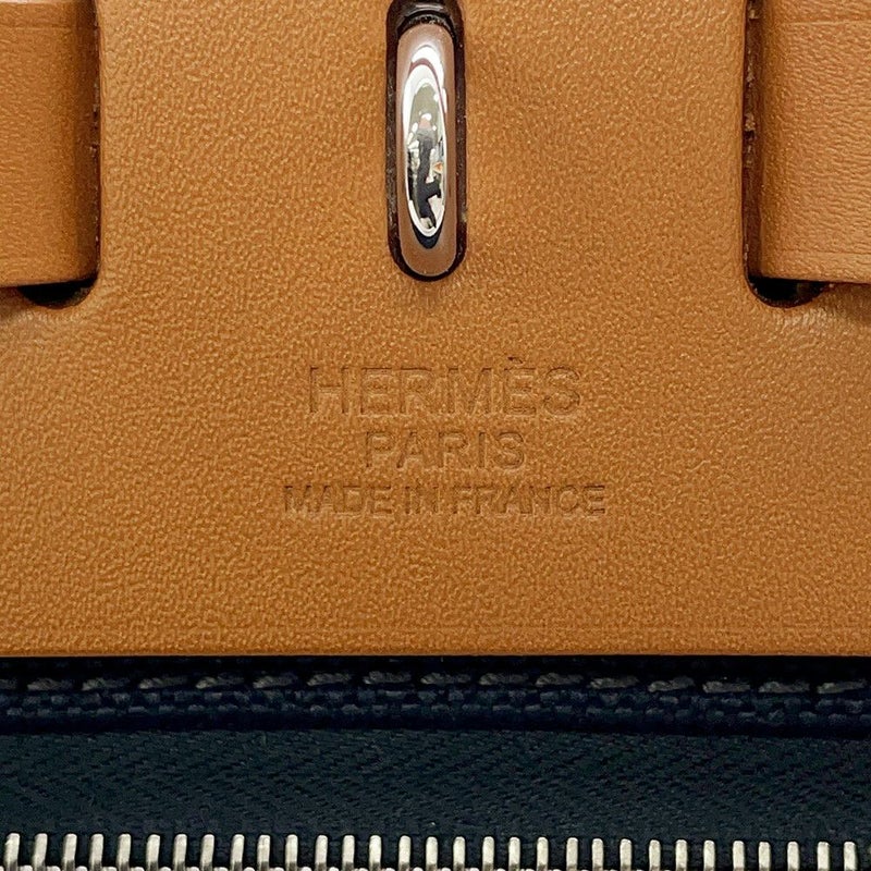 エルメス エールバッグジップPM ネイビー/ナチュラル/シルバー金具 トワルアッシュ/ヴァッシュハンター W刻印