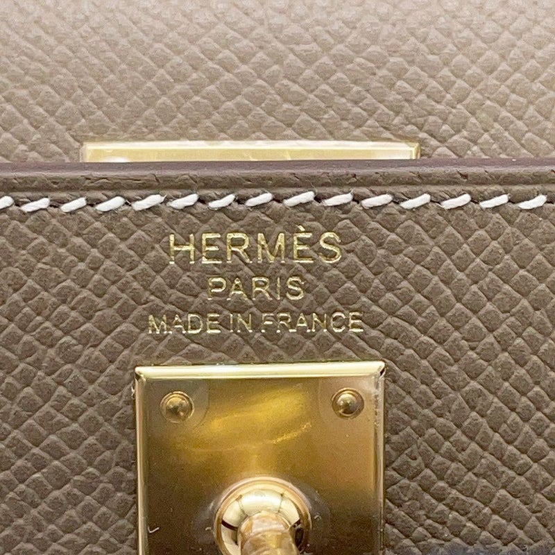 エルメス ケリー25 外縫い トリコロール エトゥープ/ブラック/アルドワーズ/ゴールド金具 エプソン W刻印 2wayショルダー