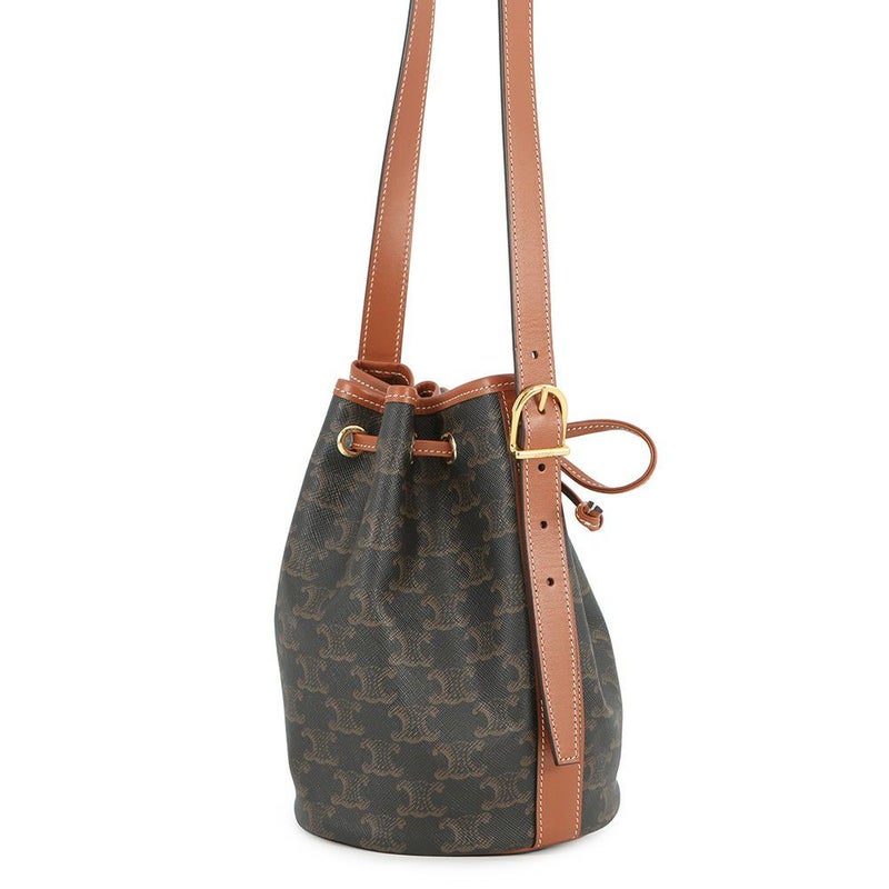 セリーヌ ショルダーバッグ トリオンフ スモール ドローストリングバッグ PVC/レザー 191142 CELINE ブラウン