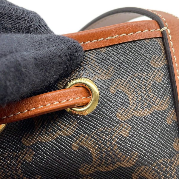 セリーヌ ショルダーバッグ トリオンフ スモール ドローストリングバッグ PVC/レザー 191142 CELINE ブラウン