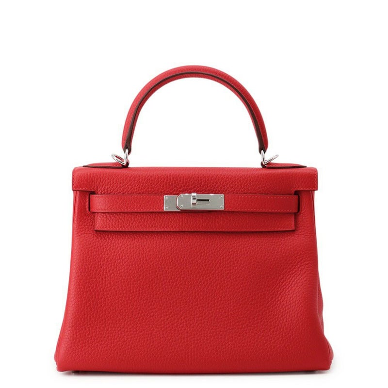 エルメス ハンドバッグ ケリー28 内縫い ルージュラデュー/シルバー金具 トリヨンクレマンス K刻印 ２wayショルダー