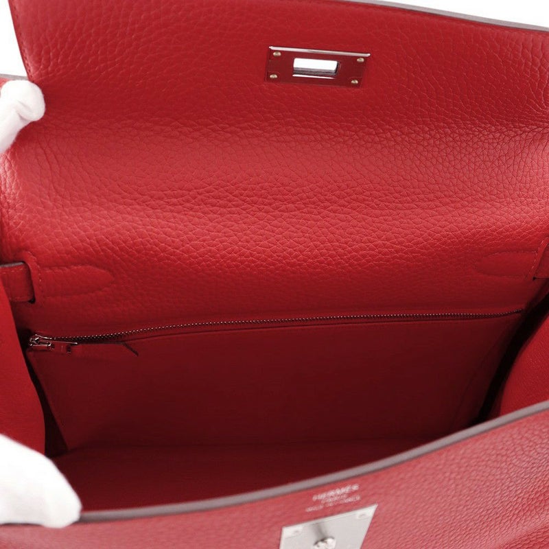 エルメス ハンドバッグ ケリー28 内縫い ルージュラデュー/シルバー金具 トリヨンクレマンス K刻印 ２wayショルダー