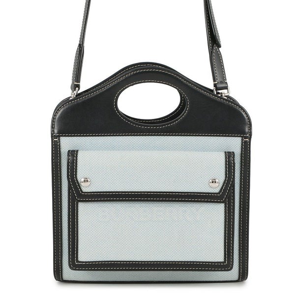 バーバリー ハンドバッグ ミニ ポケットバッグ キャンバス レザー 8039101 BURBERRY 2way 黒