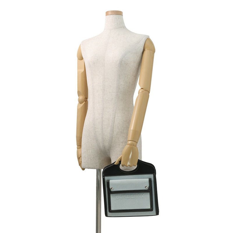 バーバリー ハンドバッグ ミニ ポケットバッグ キャンバス レザー 8039101 BURBERRY 2way 黒