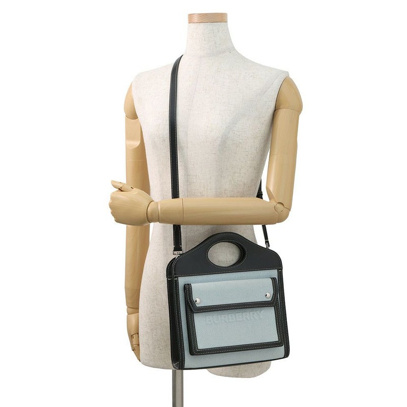 バーバリー ハンドバッグ ミニ ポケットバッグ キャンバス レザー 8039101 BURBERRY 2way 黒