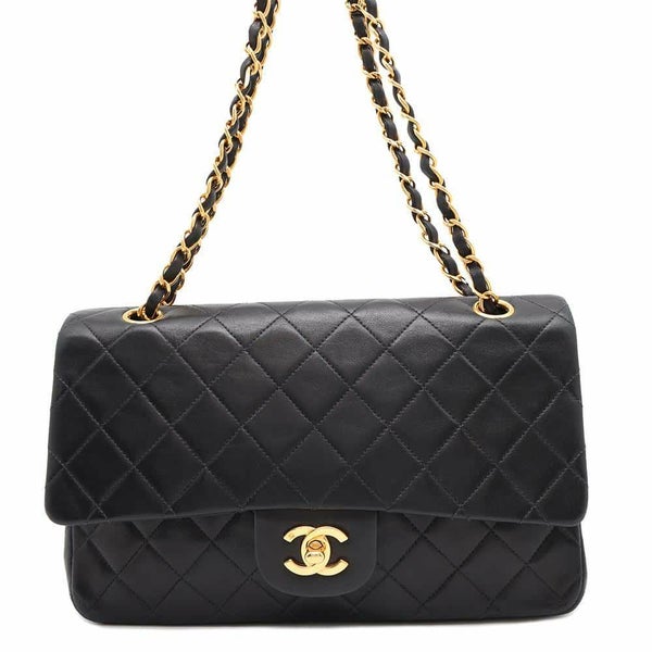 シャネル チェーンショルダーバッグ マトラッセ25 ココマーク ラムスキン ダブルチェーン A01112 CHANEL 黒