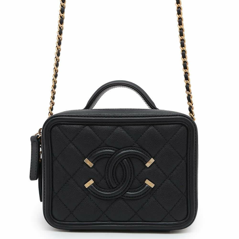 ◯CHANEL◯バニティ　エナメル　バッグ◯ 中古・古着通販】CHANEL (シャネル) エナメルバニティバッグ ブラック