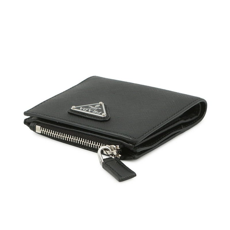 プラダ 二つ折り財布 サフィアーノ トライアングルロゴ 2ML049 PRADA 黒