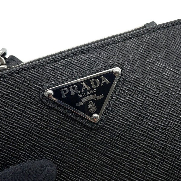 プラダ 二つ折り財布 サフィアーノ トライアングルロゴ 2ML049 PRADA 黒