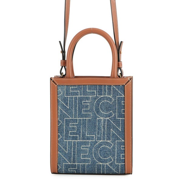 セリーヌ ハンドバッグ バーティカル カバ ミニ デニム/レザー 193302 CELINE 2wayショルダーバッグ