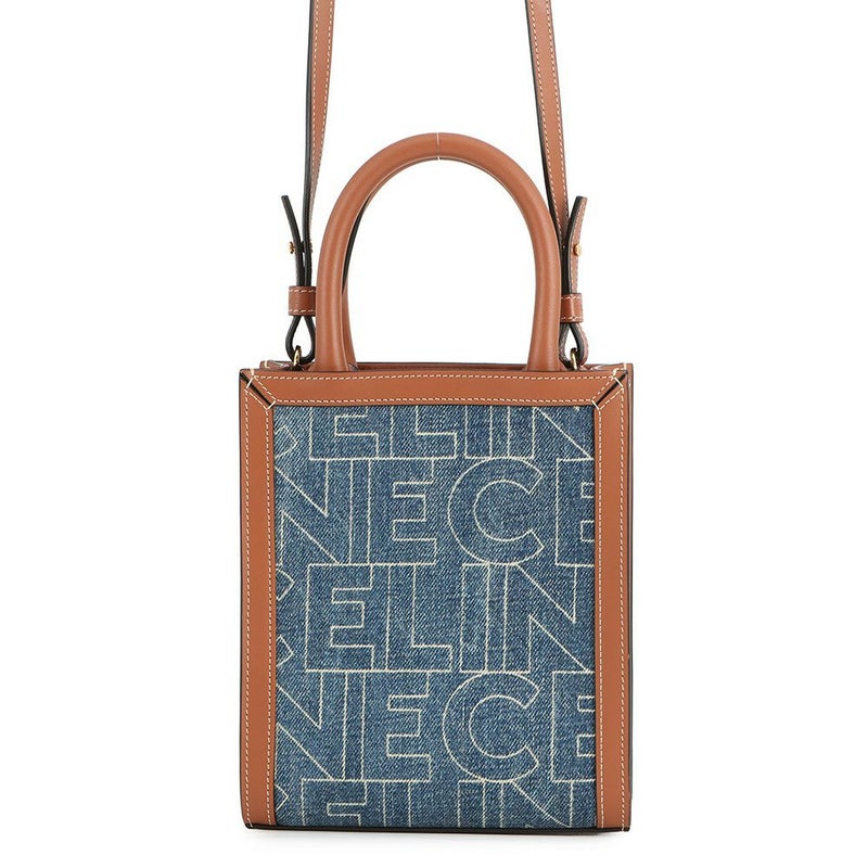 セリーヌ ハンドバッグ バーティカル カバ ミニ デニム/レザー 193302 CELINE 2wayショルダーバッグ