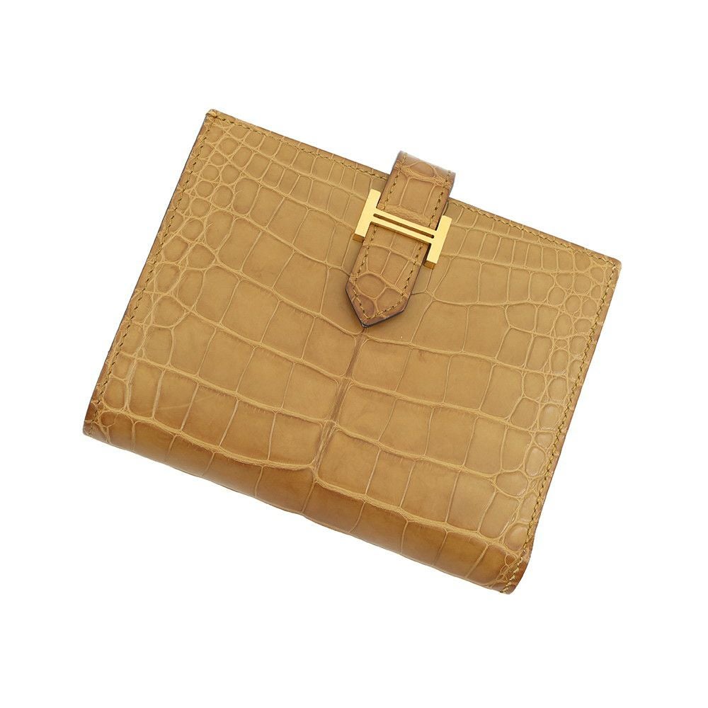 エルメス 二つ折り財布 ベアンコンパクト クラフト/ゴールド金具 アリゲーターマット B刻印 HERMES 財布 エルメス 二つ折り財布 ベアンコンパクト クラフト/ゴールド金具