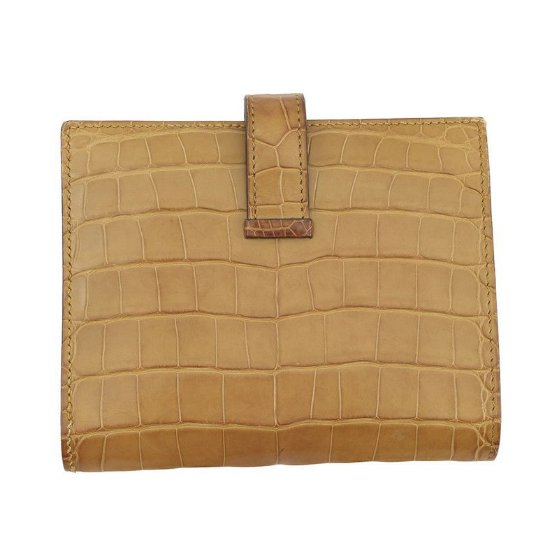 エルメス 二つ折り財布 ベアンコンパクト クラフト/ゴールド金具 アリゲーターマット B刻印 HERMES 財布