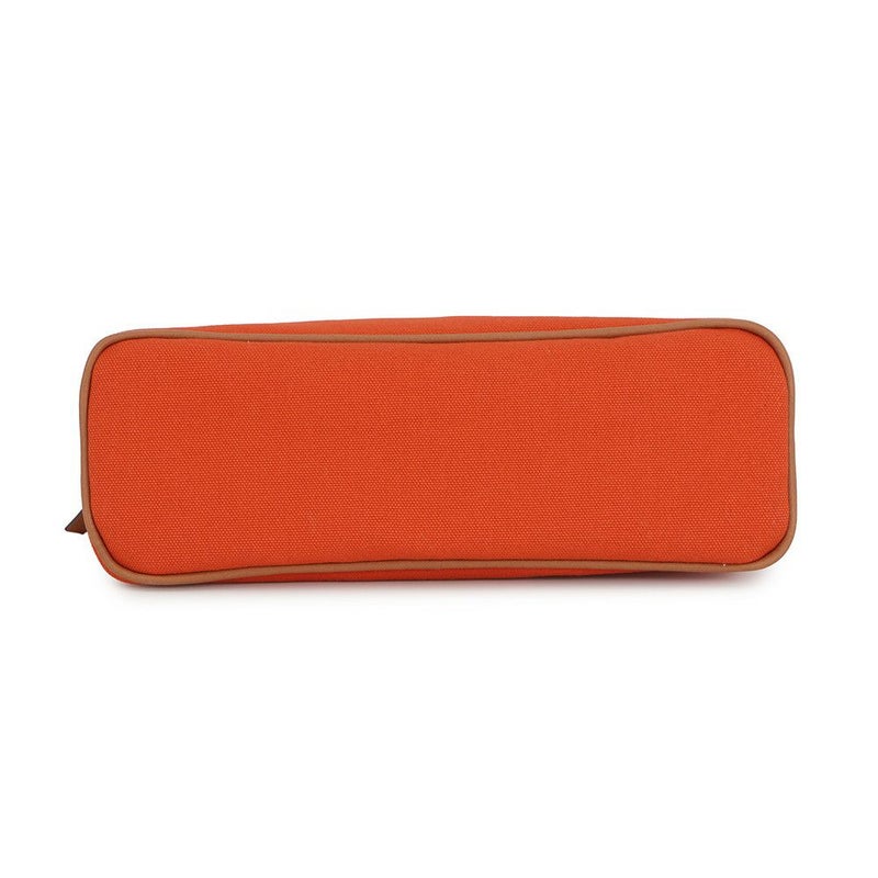 エルメス ポーチ ボリードポーチMM オレンジ/シルバー金具 キャンバス HERMES 化粧ポーチ 小物入れ