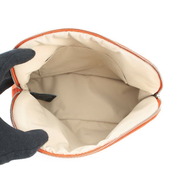 エルメス ポーチ ボリードポーチMM オレンジ/シルバー金具 キャンバス HERMES 化粧ポーチ 小物入れ