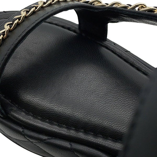 シャネル サンダル チェーンストラップ ココマーク レザー レディースサイズ38 G46300 CHANEL 靴 黒
