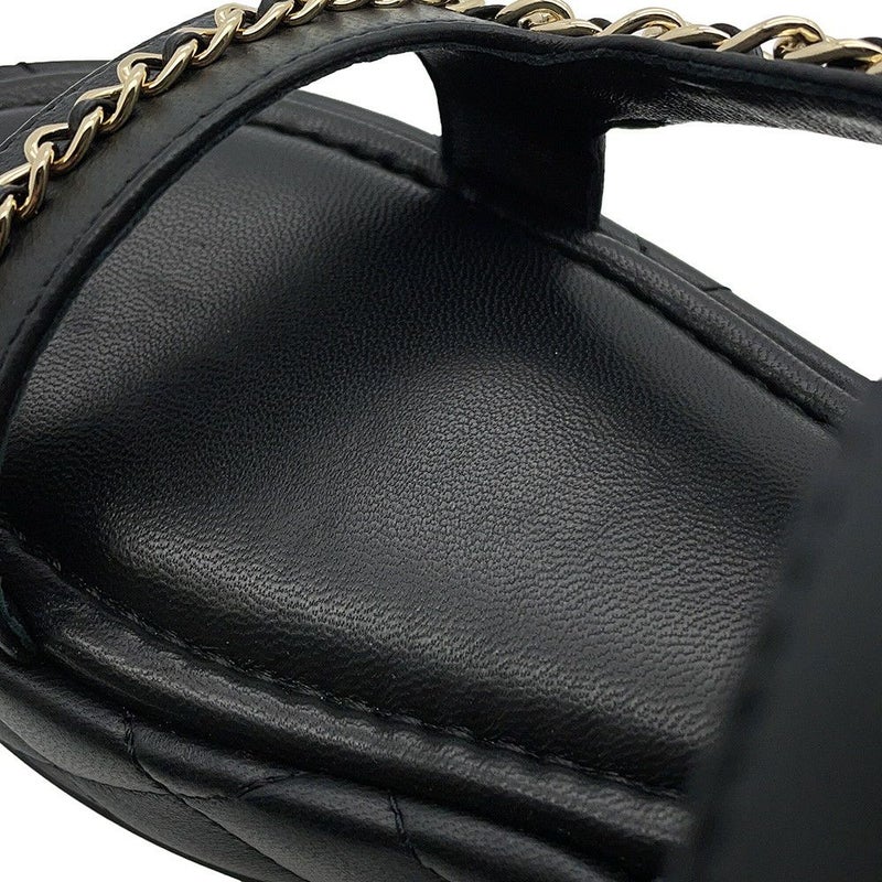 シャネル サンダル チェーンストラップ ココマーク レザー レディースサイズ38 G46300 CHANEL 靴 黒