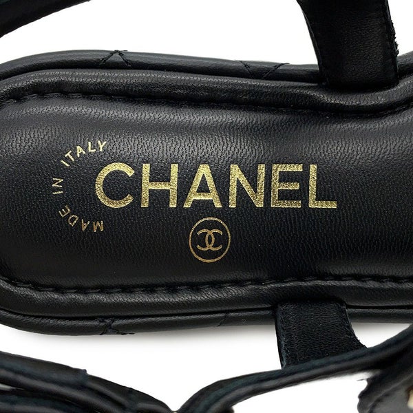 シャネル サンダル チェーンストラップ ココマーク レザー レディースサイズ38 G46300 CHANEL 靴 黒