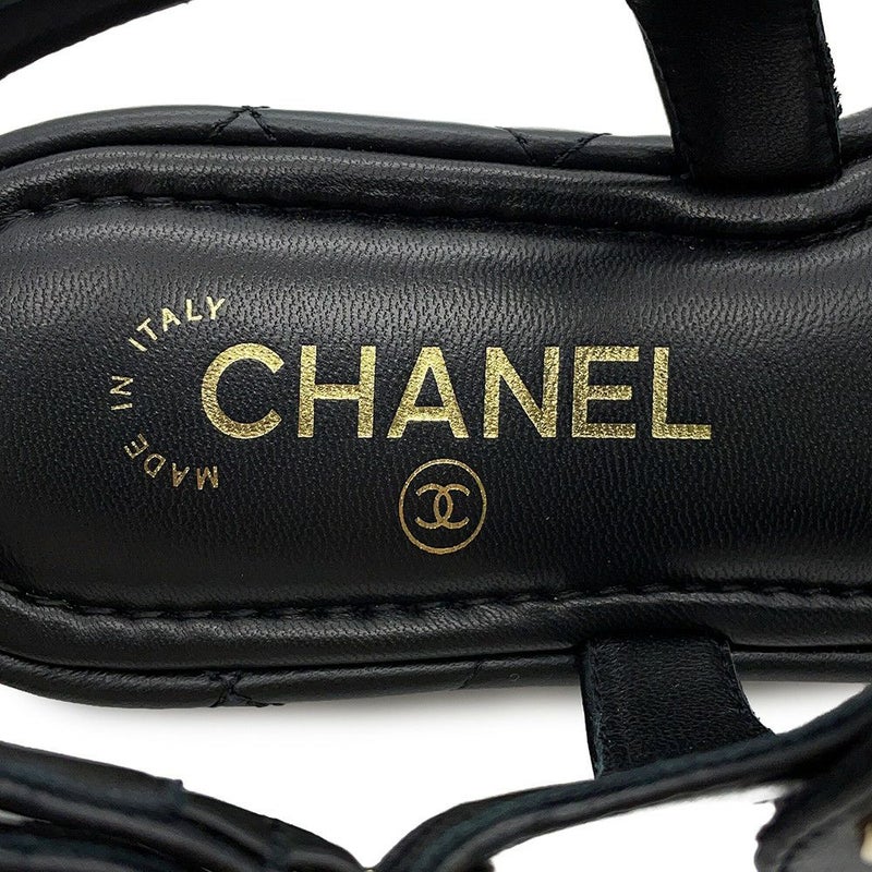 シャネル サンダル チェーンストラップ ココマーク レザー レディースサイズ38 G46300 CHANEL 靴 黒