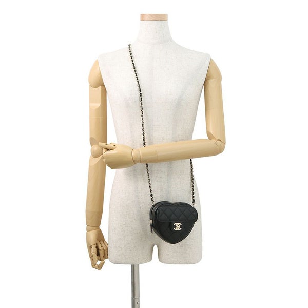 シャネル チェーンショルダーバッグ マトラッセ ココマーク ハート ラムスキン AP2784 CHANEL 黒