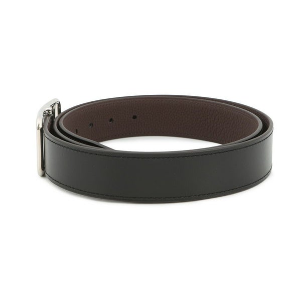 エルメス ベルト ケープコッド ブラック/エベンヌ/シルバー金具 ボックスカーフ/トゴ W刻印 サイズ90 メンズ 黒