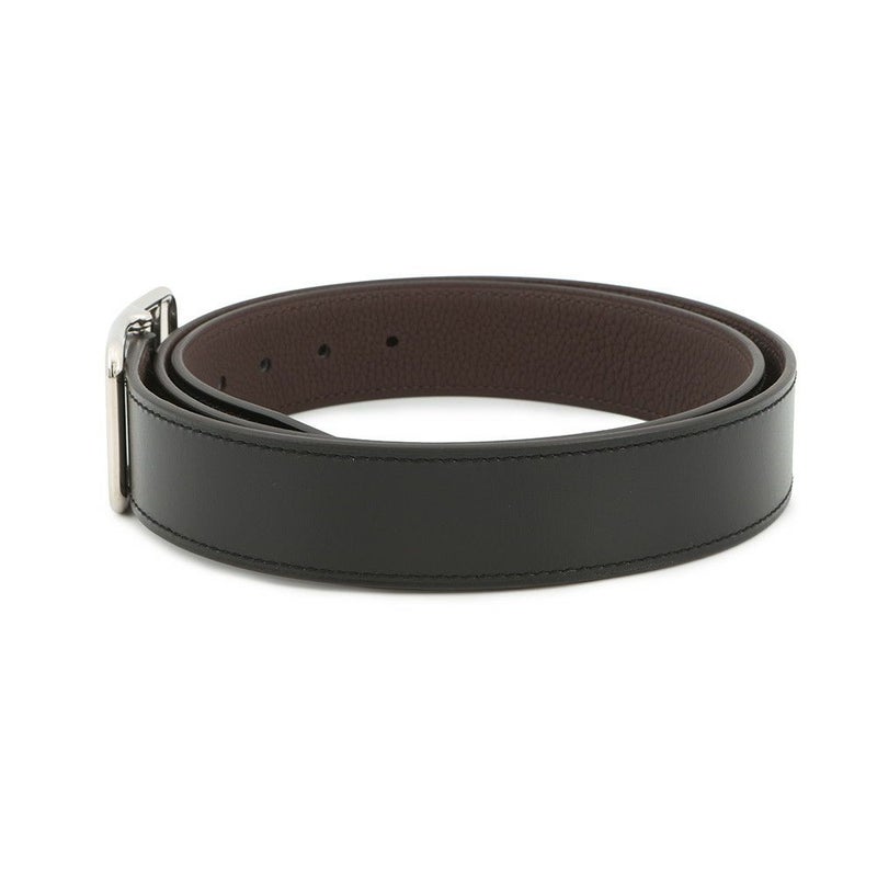 エルメス ベルト ケープコッド ブラック/エベンヌ/シルバー金具 ボックスカーフ/トゴ W刻印 サイズ90 メンズ 黒