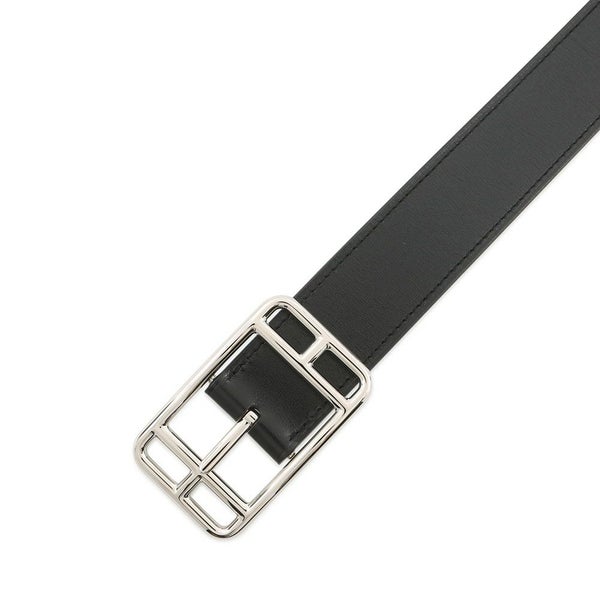 エルメス ベルト ケープコッド ブラック/エベンヌ/シルバー金具 ボックスカーフ/トゴ W刻印 サイズ90 メンズ 黒
