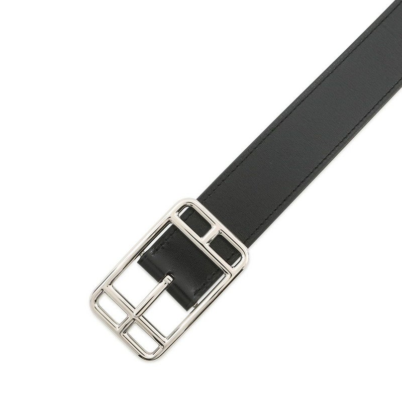 エルメス ベルト ケープコッド ブラック/エベンヌ/シルバー金具 ボックスカーフ/トゴ W刻印 サイズ90 メンズ 黒