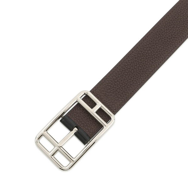 エルメス ベルト ケープコッド ブラック/エベンヌ/シルバー金具 ボックスカーフ/トゴ W刻印 サイズ90 メンズ 黒