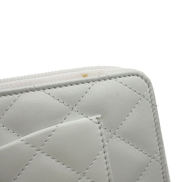 シャネル 長財布 マトラッセ ココマーク カンボンライン ラウンドファスナー カーフスキン A26710 CHANEL 白 黒