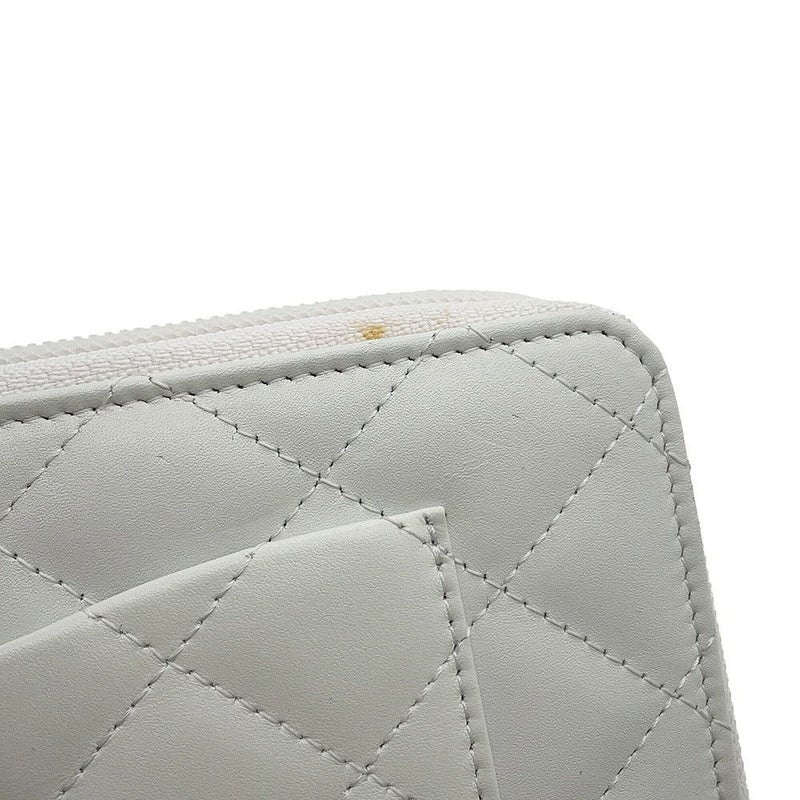 シャネル 長財布 マトラッセ ココマーク カンボンライン ラウンドファスナー カーフスキン A26710 CHANEL 白 黒