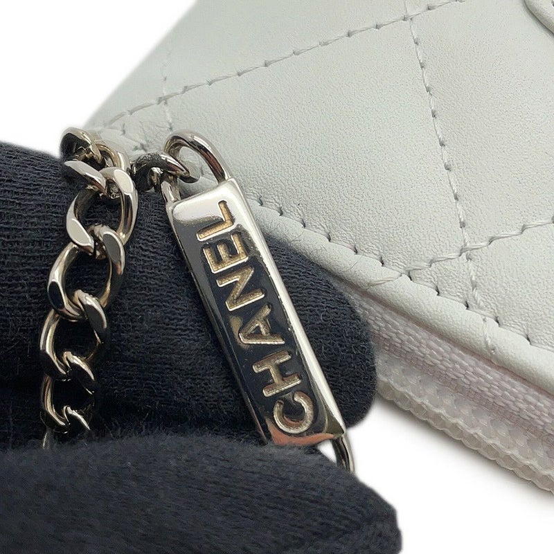 シャネル 長財布 マトラッセ ココマーク カンボンライン ラウンドファスナー カーフスキン A26710 CHANEL 白 黒