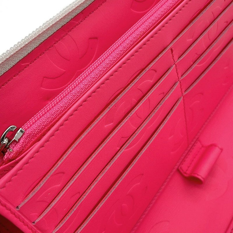 シャネル 長財布 マトラッセ ココマーク カンボンライン ラウンドファスナー カーフスキン A26710 CHANEL 白 黒