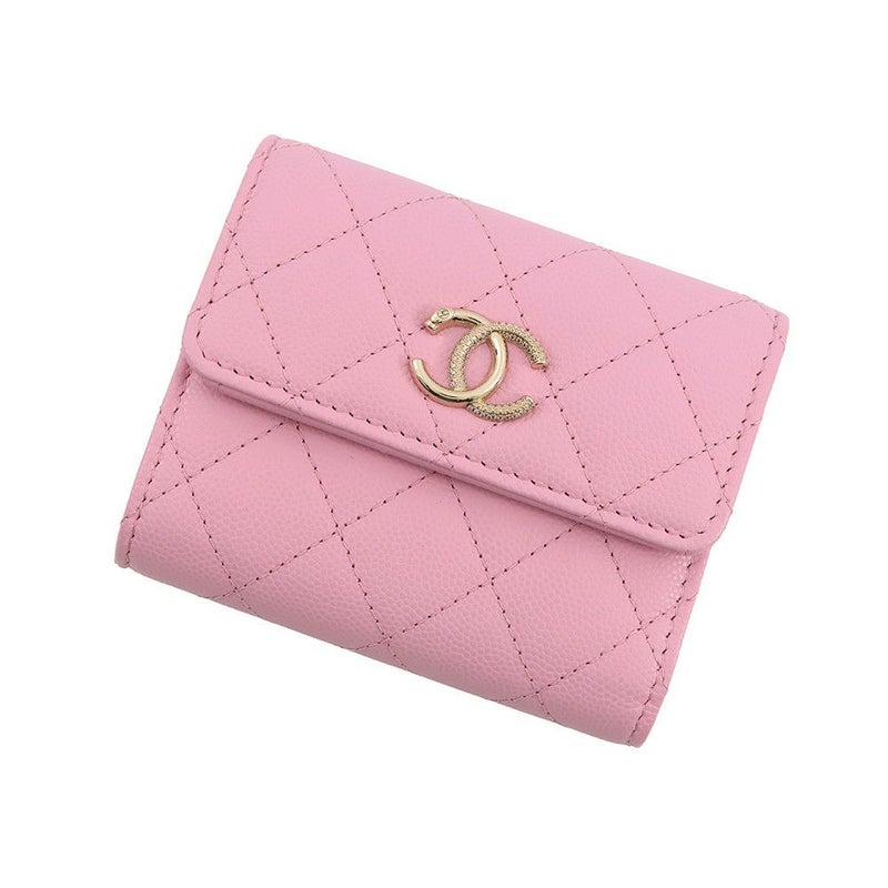 シャネル 三つ折り財布 マトラッセ ココマーク ビジュー キャビアスキン AP4902 CHANEL 財布 コンパクトウォレット