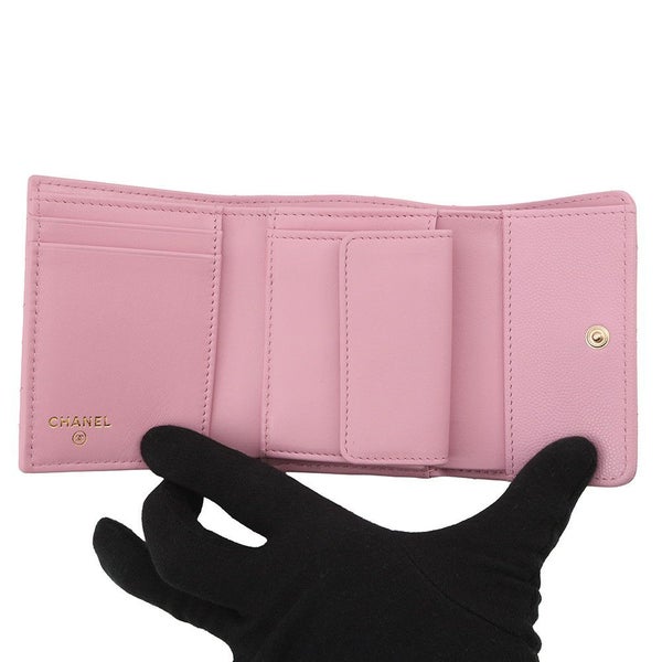 シャネル 三つ折り財布 マトラッセ ココマーク ビジュー キャビアスキン AP4902 CHANEL 財布 コンパクトウォレット