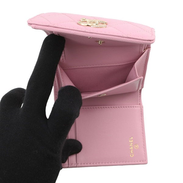 シャネル 三つ折り財布 マトラッセ ココマーク ビジュー キャビアスキン AP4902 CHANEL 財布 コンパクトウォレット