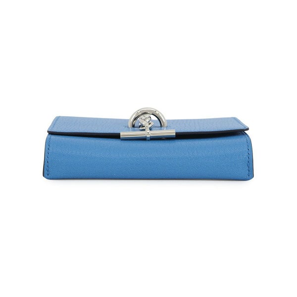 エルメス ショルダーウォレット シェーヌダンクル コンパクト ブルーセリージュ/シルバー金具 シェブルミゾル B刻印 財布