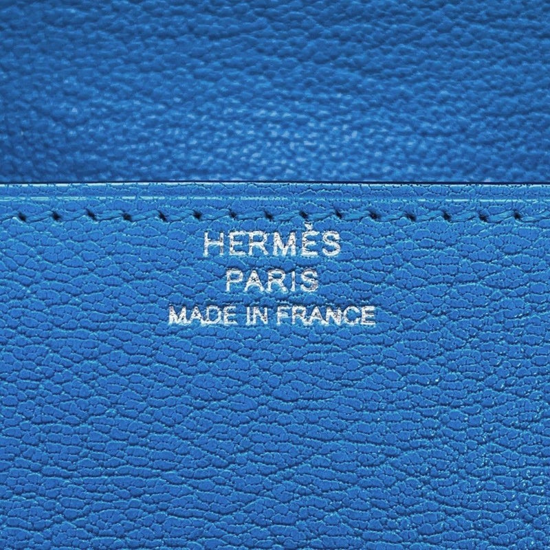 エルメス ショルダーウォレット シェーヌダンクル コンパクト ブルーセリージュ/シルバー金具 シェブルミゾル B刻印 財布