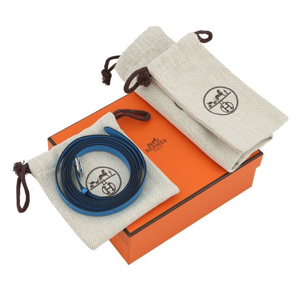 エルメス ショルダーウォレット シェーヌダンクル コンパクト ブルーセリージュ/シルバー金具 シェブルミゾル B刻印 財布