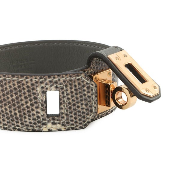 エルメス ブレスレット ケリーツイスト PM オンブレ/ゴールド金具 リザードナチュラ B刻印 サイズT2 バングル