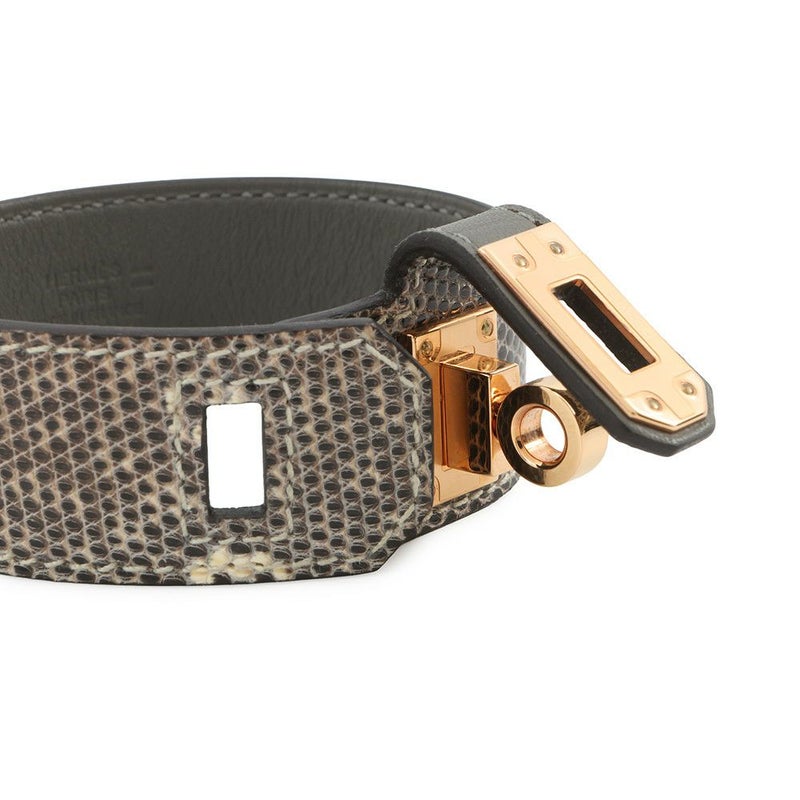 エルメス ブレスレット ケリーツイスト PM オンブレ/ゴールド金具 リザードナチュラ B刻印 サイズT2 バングル