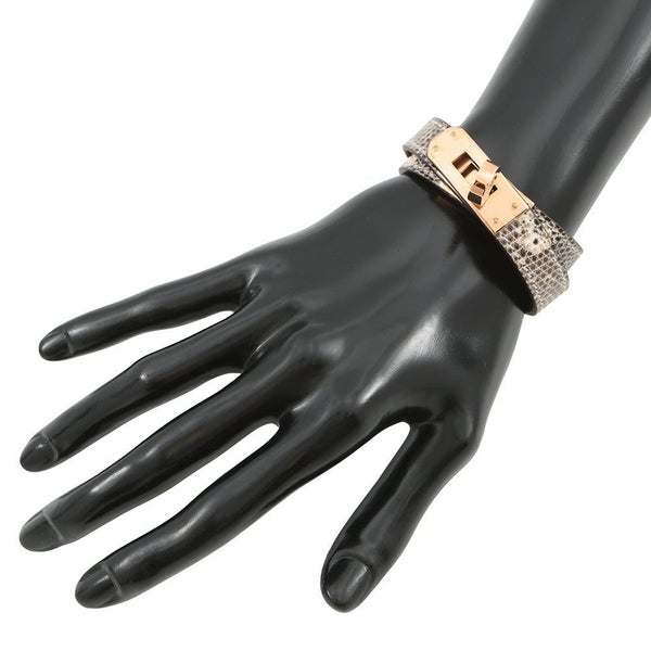 エルメス ブレスレット ケリー ドゥブルトゥール オンブレ/ピンクゴールド金具 リザードナチュラ W刻印 T3