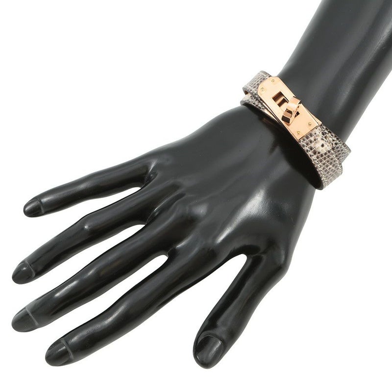 エルメス ブレスレット ケリー ドゥブルトゥール オンブレ/ピンクゴールド金具 リザードナチュラ W刻印 T3