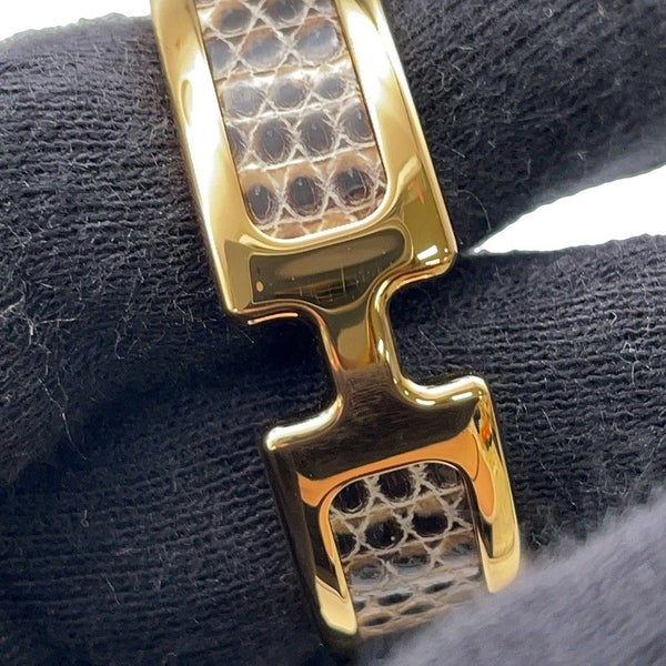 エルメス ピアス オランプ オンブル/ゴールド金具 リザードナチュラ HERMES アクセサリー