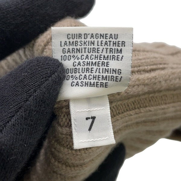 エルメス グローブ ジャンヌ エトゥープ/シルバー金具 アニョー・グラッセ/カシミヤ サイズ7 HERMES 手袋