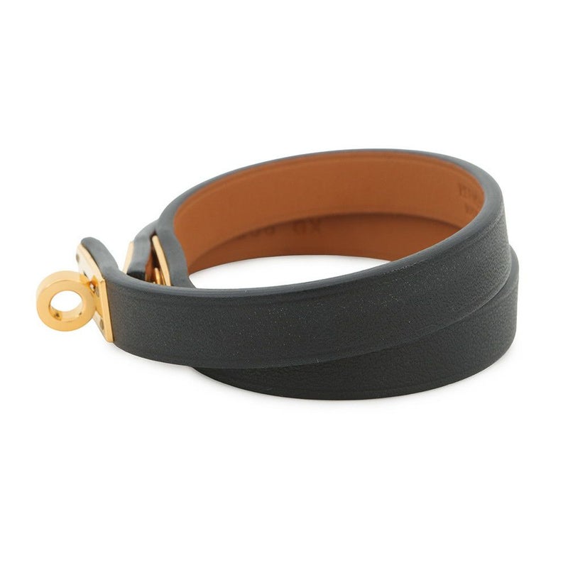 エルメス ブレスレット ミニケリー ドゥブルトゥール ブラック/ゴールド金具 スイフト B刻印 サイズT2 黒