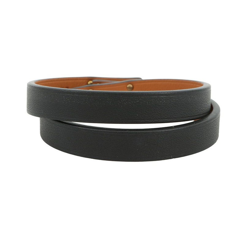 エルメス ブレスレット ミニケリー ドゥブルトゥール ブラック/ゴールド金具 スイフト B刻印 サイズT2 黒