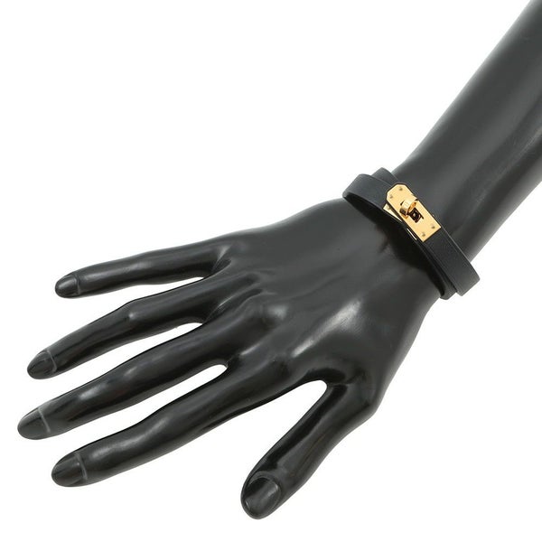 エルメス ブレスレット ミニケリー ドゥブルトゥール ブラック/ゴールド金具 スイフト B刻印 サイズT2 黒