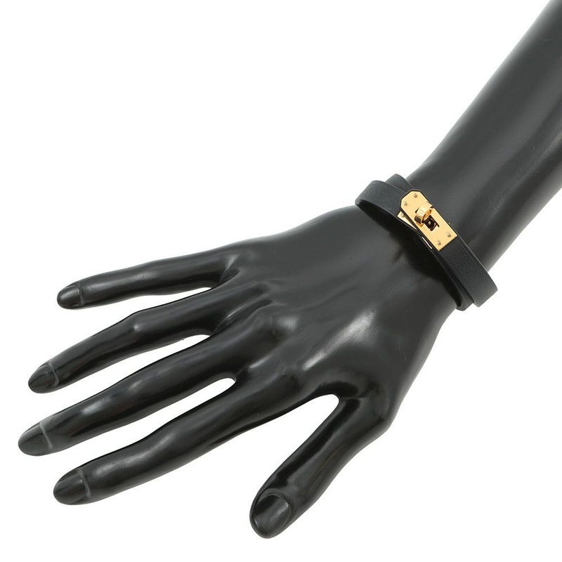 エルメス ブレスレット ミニケリー ドゥブルトゥール ブラック/ゴールド金具 スイフト B刻印 サイズT2 黒